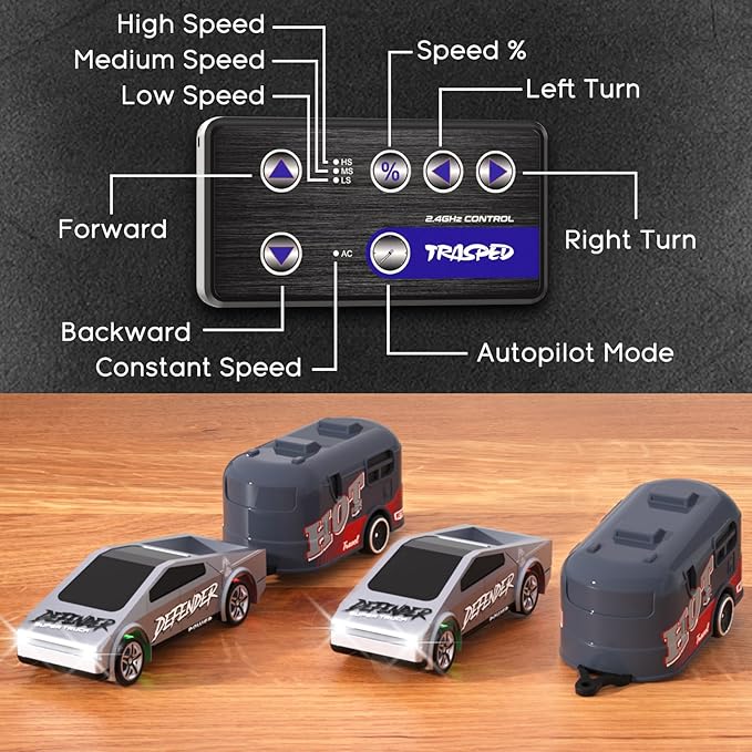 1:64 Mini RC Car Toys - Christmas Small RC Truck 2.4 GHZ Remote Control Cars with Trailer Kit, 3 Speed Adjustable Electric Vehicles Car Toy,Birthday Gift for Boys Age 5+ Years Old