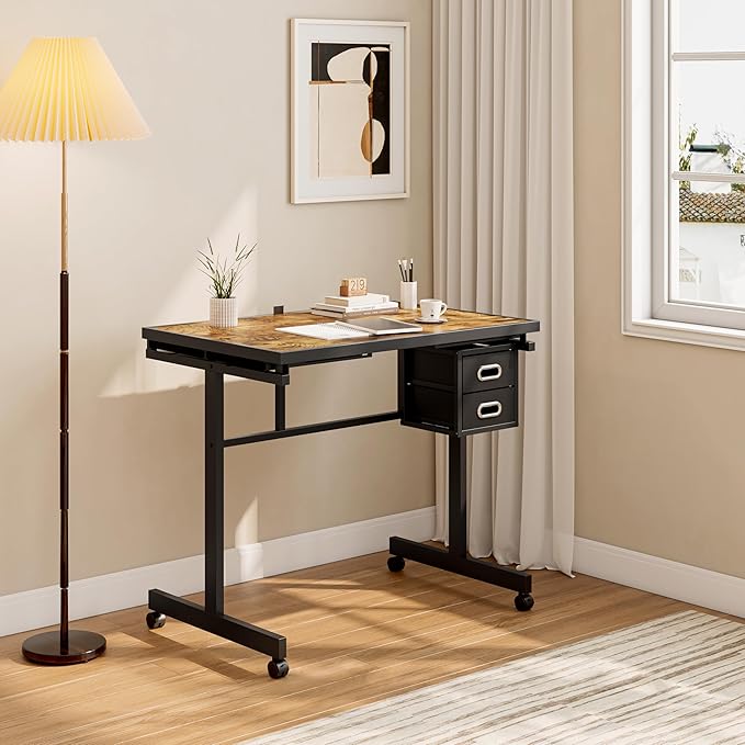 1000 Piece Jigsaw Puzzle Table with Drawers & Legs, Adjustable tilt Angle of 0-75 Degrees, Portable Puzzle Table for Adults, Easy to Move (Black)