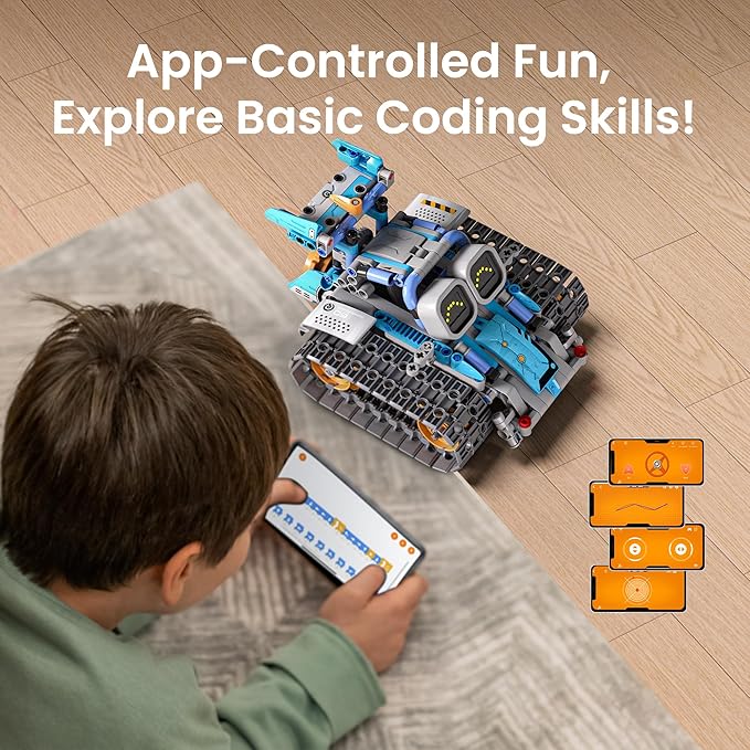Sillbird Robot Building Kit with Remote Control STEM Gifts for Kids Age 8-12, Coding Robotics Technic Toy Set for Boys' Birthday, Buildable 5-in-1 Models with 435 Pieces
