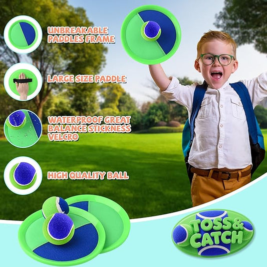 Toss and Catch Ball Set Beach Toys for Kids Outdoor Toys and Yard Games for Boys and Girls Improves Focus Great for Exercise Fun Easter Christmas Birthday Gift Idea - 8 inch