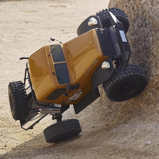 BEEZRC RocHobby 1/10 Scale Atlas 4WD 2.4GHz RC Crawler Offroad Truck Hobby Grade Remote Control Car with Vehicle Transmitter for Adults (Yellow)