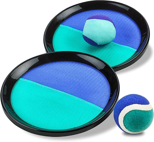 Toss and Catch Ball Game Classic Outdoor Yard Games for 3-10 Year Old Perfect Beach Toys Backyard Lawn Sport Activity Family Indoor & Outside Games Sport Pool Toys Paddle Game (2 Paddles 2 Balls)