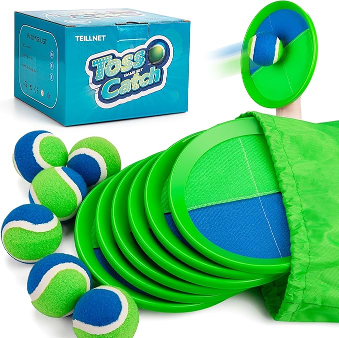 Toss and Catch Ball Set Upgraded - Kids Toys Outdoor Games for Whole Family - Water-Resistant Great for Beach Pool Yard Games - Classic Gift for Boys Girls 3 4 5 6 7 8 9 10 11 12+ Years Old