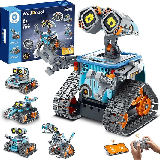 Sillbird Robot Building Kit with Remote Control STEM Gifts for Kids Age 8-12, Coding Robotics Technic Toy Set for Boys' Birthday, Buildable 5-in-1 Models with 435 Pieces
