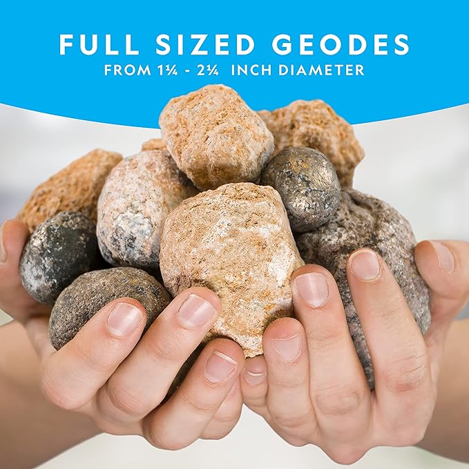 National Geographic Break Open 4 Geodes Science Kit – Includes Goggles and Display Stand - STEM Science Gift for Boys and Girls, Break Your Own Geodes with Crystals (Amazon Exclusive)