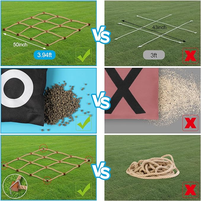 Giant Tic Tac Toe Outdoor Games, 4ft x 4ft Bean Bag Toss Outdoor for Kids, Giant Yard for Adults, Jumbo Large Wooden Tic Tac Toss, Backyard Lawn Camping Game