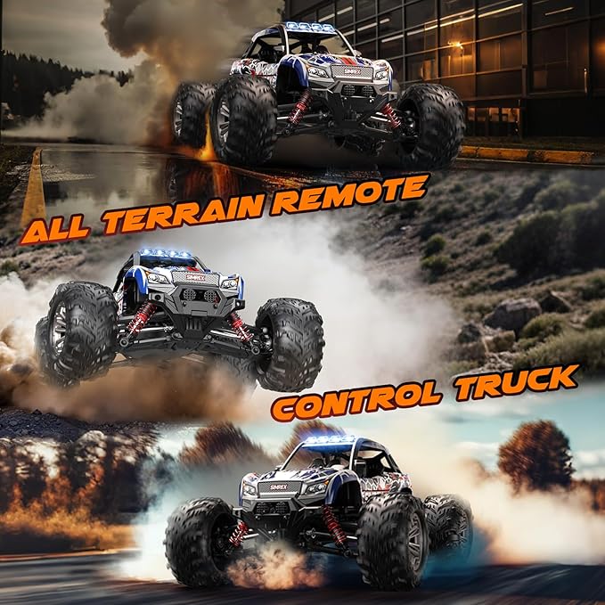 SIMREX 1/16 Scale Hobby RC Car, 36 KPH High-Speed 4WD RC Truck, 2.4 GHz Remote Control Car, All-Terrain Electric Vehicle, 4X4 Remote Contral Moster Truck for Kids and Adults