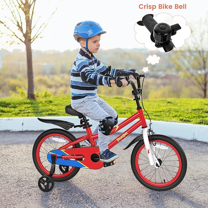 BABY JOY Kids Bike, 12 14 16 18 Inch Children Bikes for Boys Girls Age 3-8 Years w/Training Wheels, Handbrake, Coaster Brake & Removable Basket, Kids Bicycle of Multiple Colors