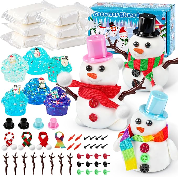 6 Pack Slime Stocking Stuffers, Stocking Stuffers for Kids,Christmas Crafts,Stocking Stuffers, Kids Crafts Snowman DIY Kit,Crafts Xmas Gift