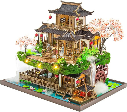 Spilay DIY Miniature Dollhouse Miniature House Kit,DIY Kit Mini Modern Villa Model with Music Box,1:24 Scale Creative Doll House Best Christmas Birthday Gift(Fairyland)