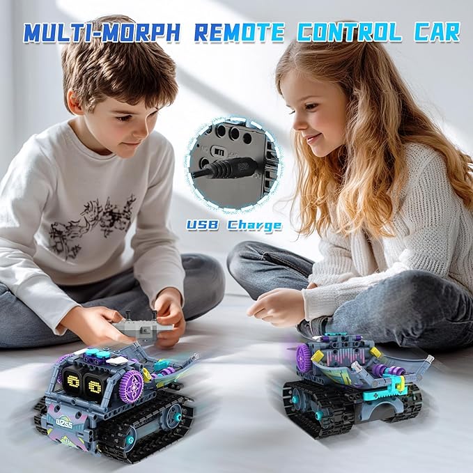 Robot Building Kit with Remote Control STEM Gifts for Kids Boys Ages 8-12, Coding Robotic Technic Creative Toys for Birthday - Build 3 in1 Model with 433 Pieces