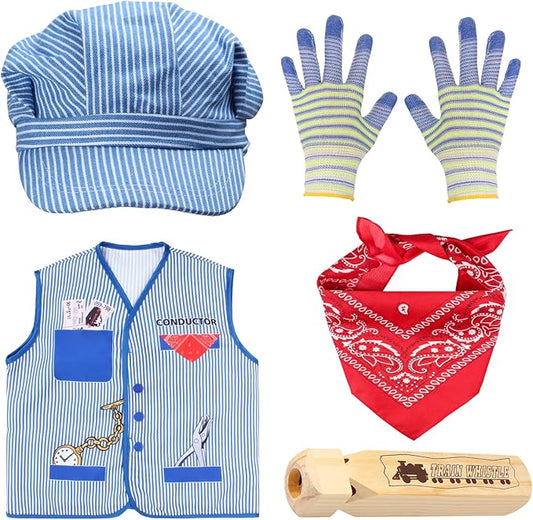 Kyson Kids Train Conductor Costume Set-Train Engineer Dress Up Kit for Train Theme Party Halloween Dress Up Career Day