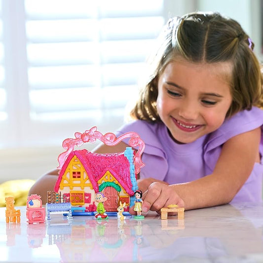 Disney Store Official Princess Micro Toy Set - Snow White - Set Includes Micro Figures of Snow White, her Cottage, & Dopey - Portable Playset with Handle - Perfect for Fans of Disney Princesses