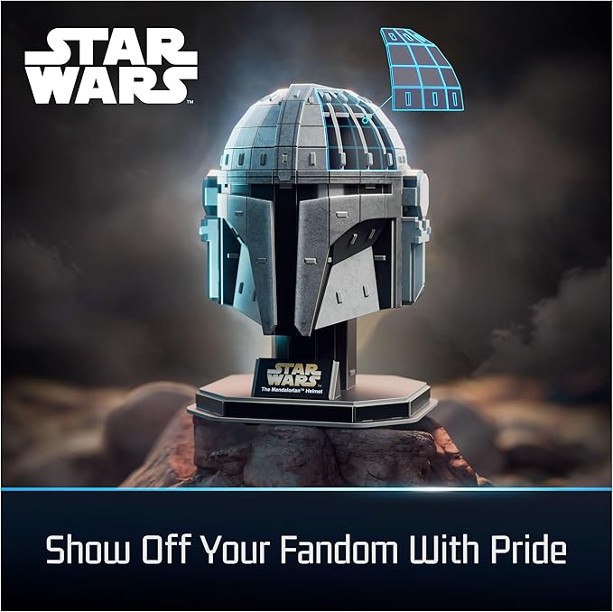 4D Build, Star Wars Mandalorian Helmet 3D Model Kit, Star Wars Collectibles & Desk Decor, Adult Puzzle, Building Toys, 3D Puzzles for Adults & Teens, 88 Pieces, Gift Ideas for Ages 12 & Up