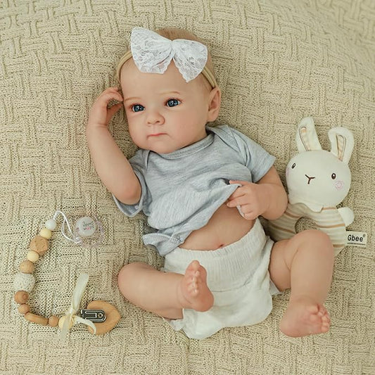 WOOROY Realistic Reborn Baby Dolls - 20 Inch Lifelike Silicone Baby Girl with Full Vinyl Body, Real Life Newborn Baby Doll Gifts Toy with Accessories for Kids 3+