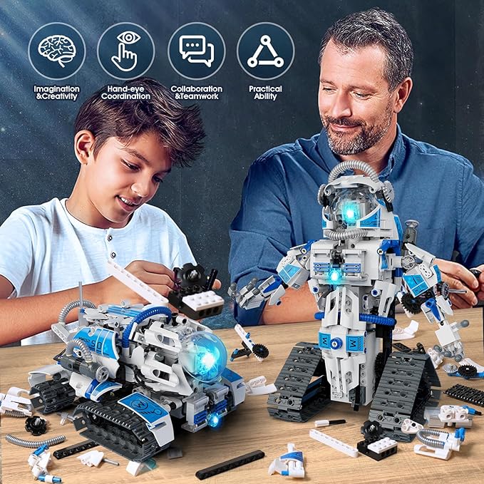 6 in 1 STEM Robot Building Kit, 780 PCS APP & Remote Control Space Robot Toys for Kids Age 8-14+, Engineering Technic Coding Robotic Kit, Educational Science Set Birthday Gift for Boys Girls