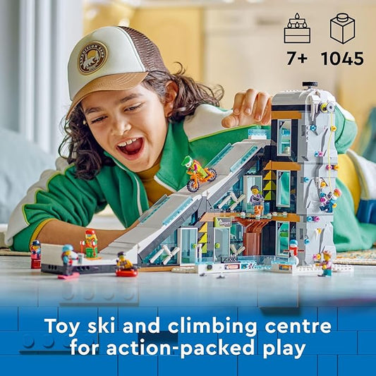 LEGO City Ski and Climbing Center 60366 Building Toy Set, 3-Level Building with a Ski Slope, 8 Minifigures and 2 Animal Figures for Imaginative Winter Sports Play, Christmas Toy for Kids and Ski Fans