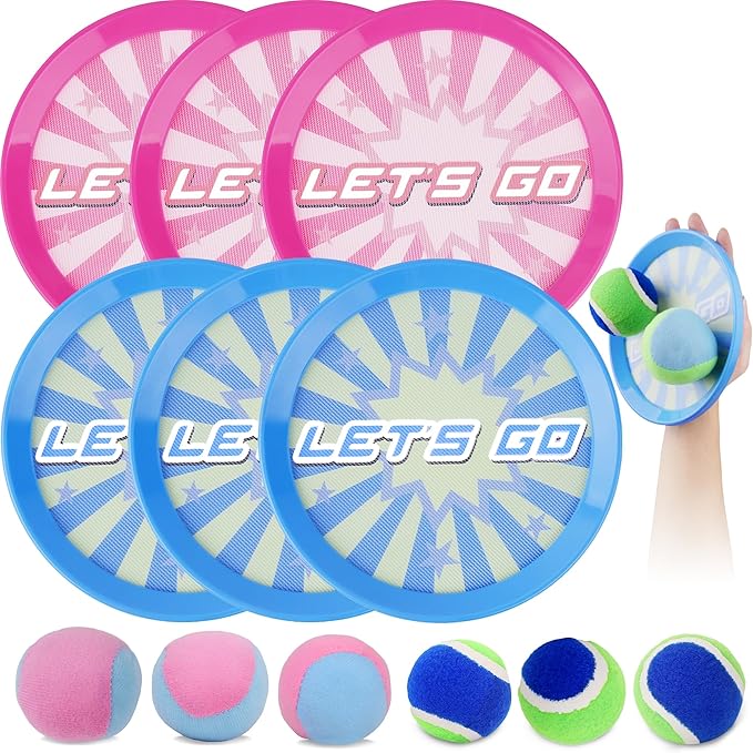ANNKIE Toss and Catch Ball Set with 6 Paddles 6 Balls, Outdoor Toys for Kids Beach Toy Pool Toys Outdoor Yard Games for 3 4 5 6 7 8 9 10 Year Old Boys Girls, Ideal Gifts for Kids Age 3+