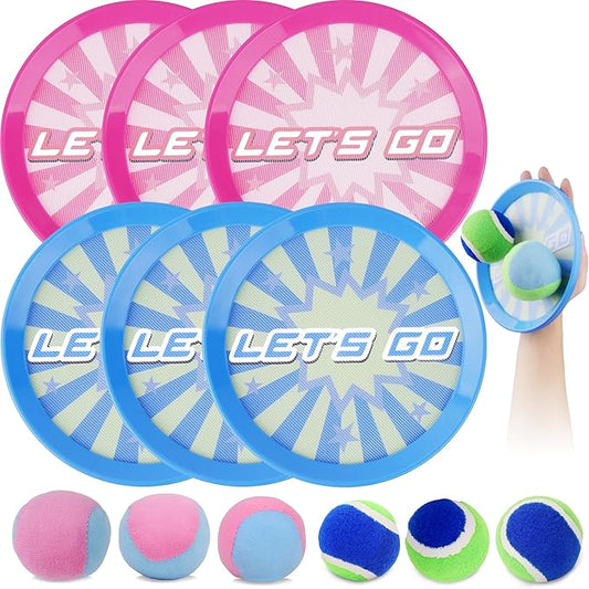 ANNKIE Toss and Catch Ball Set with 6 Paddles 6 Balls, Outdoor Toys for Kids Beach Toy Pool Toys Outdoor Yard Games for 3 4 5 6 7 8 9 10 Year Old Boys Girls, Ideal Gifts for Kids Age 3+