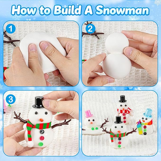 6 Pack Slime Stocking Stuffers, Stocking Stuffers for Kids,Christmas Crafts,Stocking Stuffers, Kids Crafts Snowman DIY Kit,Crafts Xmas Gift