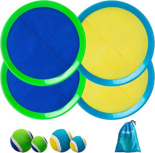 EVERICH Upgraded Toss and Catch Ball Game Set, Outdoor Games for Family Outdoor Toys Yard Games, Beach Pool Toys for Adults Family with 4 Paddles 4 Balls, Great Gifts Idea