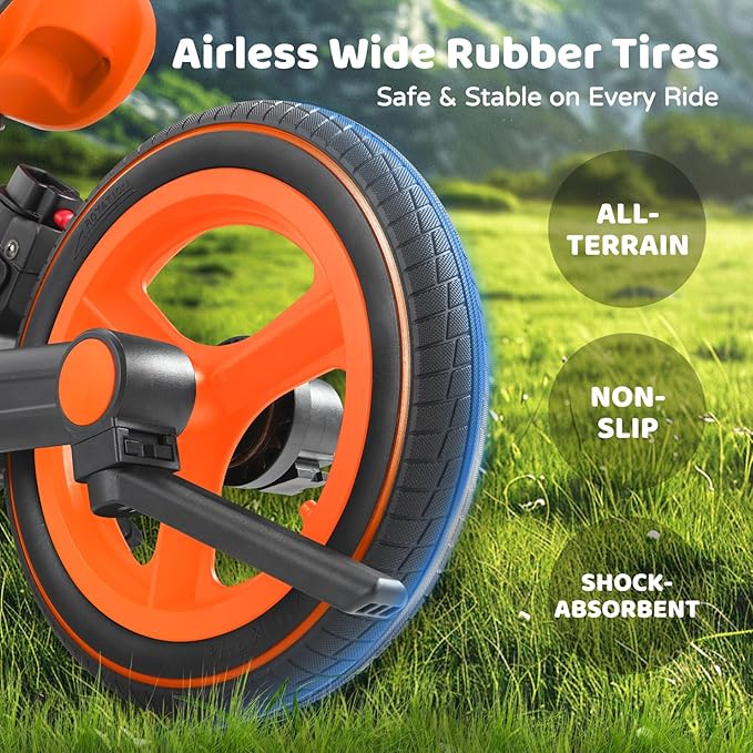 JMMD Toddler Bike with Push Handle for Kids 18-60 Months, 6 in 1 Foldable Push Bike with Training Wheels, Pedals, Brakes, Kickstand, Kid Balance Bike Gift & Toys for Boy & Girl