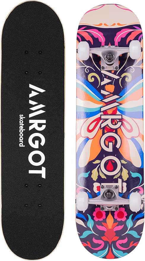 Skateboards for Beginners,31 * 8 inches Complete Skateboards for Kids,Boys,Girls and Adults,7 Layer Maple Wood,Double Kick Deck Concave Standard and Tricks Skateboard