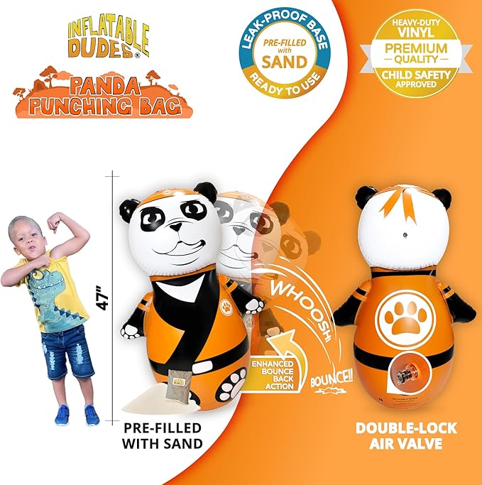 INFLATABLE DUDES Animal -Kids Punching Bag | Already Filled with Sand| Bop Bag | Premium Inflatable Toy | Punching Bag for Kids | Enhanced Bounce-Back Action! | Indoor Outdoor - Party Games