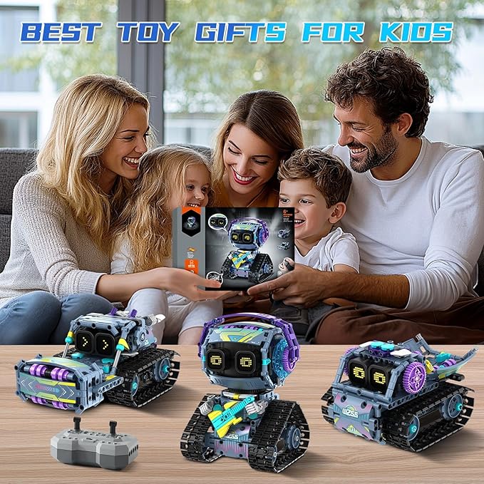 Robot Building Kit with Remote Control STEM Gifts for Kids Boys Ages 8-12, Coding Robotic Technic Creative Toys for Birthday - Build 3 in1 Model with 433 Pieces