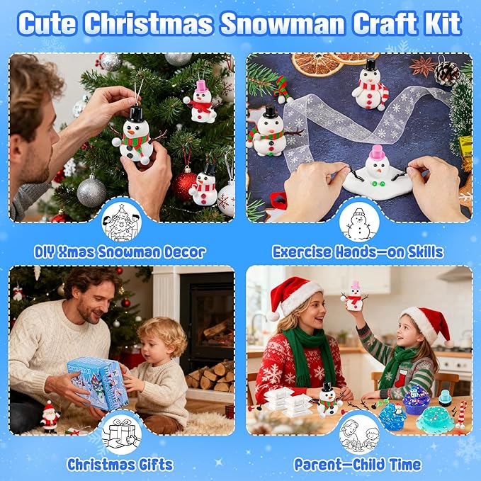 6 Pack Slime Stocking Stuffers, Stocking Stuffers for Kids,Christmas Crafts,Stocking Stuffers, Kids Crafts Snowman DIY Kit,Crafts Xmas Gift