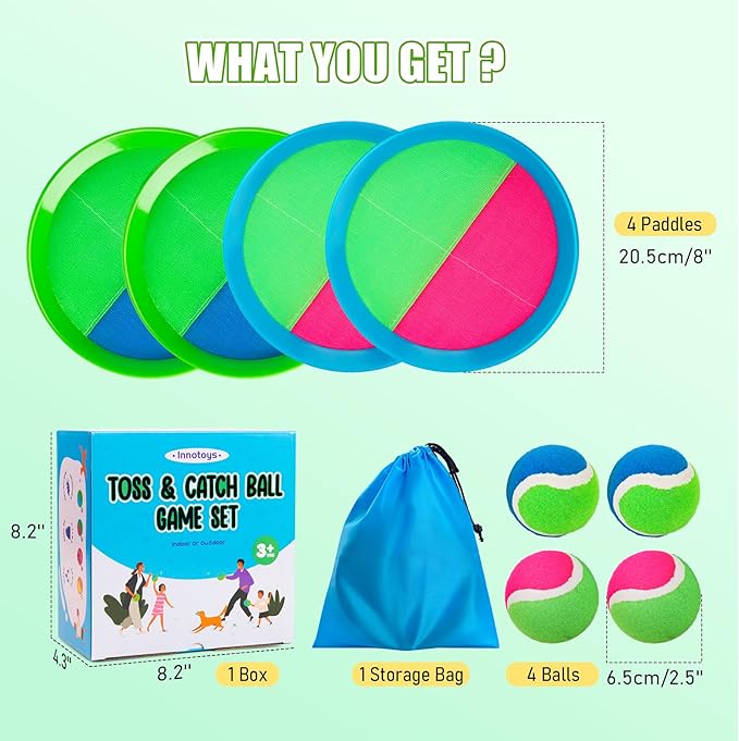 Toss and Catch Ball Game - Ideal Outdoor Beach, Pool & Yard Toy for Toddlers and Kids Ages 4, 5, 6, 7, 8+, Perfect for Boys Girls - Great Birthday Gift & Easter Basket Stuffer