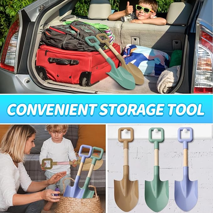 16" Wood Beach Sand Shovel Toys for Kids Adults, Heavy Duty Beach Toys Shovels for Sandbox Table, Sand Toy Shovel for Shoveling, Digging, Garden Fun