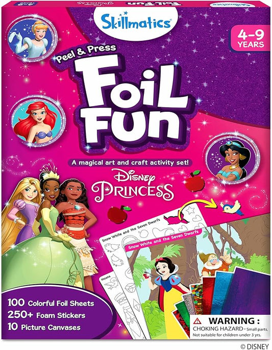 Skillmatics Foil Fun - Disney Princess, Mess-Free Art & Craft Kits for Kids, DIY Creative Travel Toys, Perfect Christmas Gifts for Fans of Moana, Cinderella, Ariel, Jasmine, Ages 4, 5, 6, 7, 8, 9