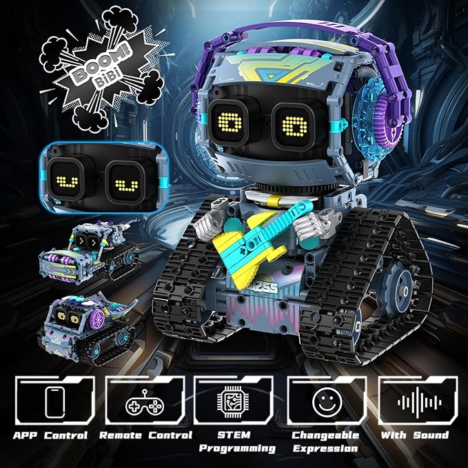Robot Building Kit with Remote Control STEM Gifts for Kids Boys Ages 8-12, Coding Robotic Technic Creative Toys for Birthday - Build 3 in1 Model with 433 Pieces