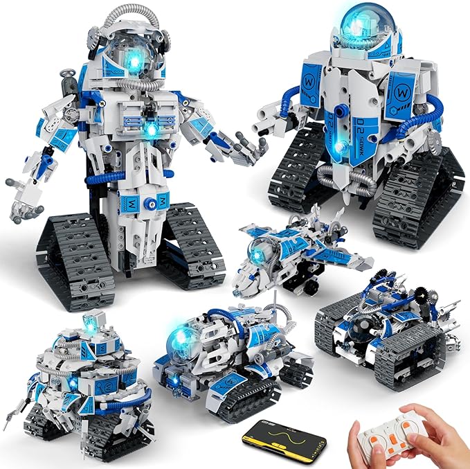 6 in 1 STEM Robot Building Kit, 780 PCS APP & Remote Control Space Robot Toys for Kids Age 8-14+, Engineering Technic Coding Robotic Kit, Educational Science Set Birthday Gift for Boys Girls