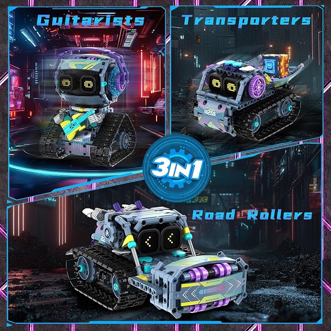 Robot Building Kit with Remote Control STEM Gifts for Kids Boys Ages 8-12, Coding Robotic Technic Creative Toys for Birthday - Build 3 in1 Model with 433 Pieces