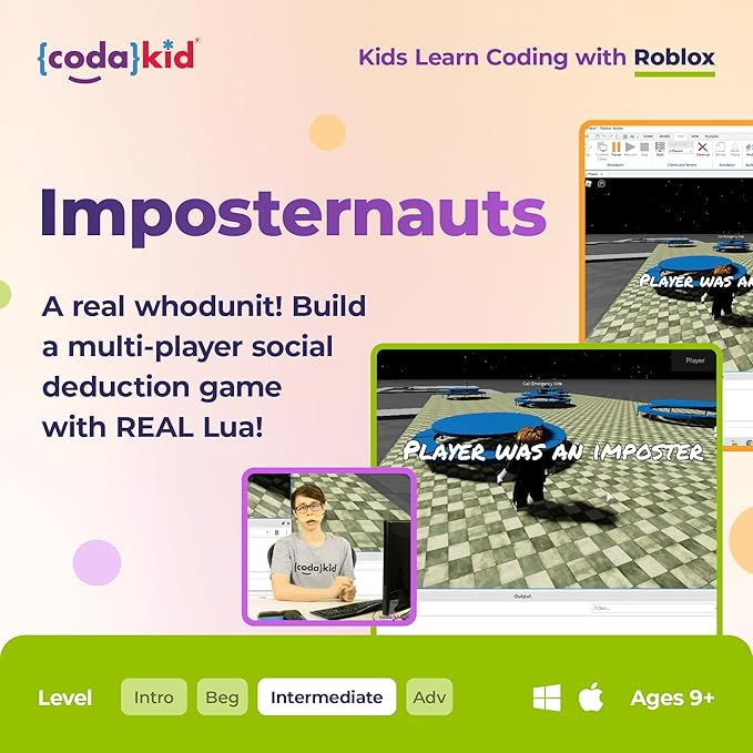 CodaKid Roblox Coding, Award-Winning, Coding for Kids, Ages 9+ with Online Mentoring Assistance, Learn Computer Programming and Code Fun Games with Lua and Video Game Programming Software (PC & Mac)