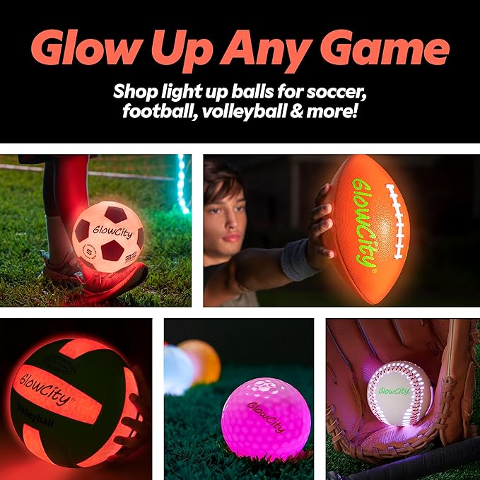GlowCity Glow in The Dark Basketball - Sizes 5, 6, 7 Light Up Ball for Kids, Teens & Adults - Red Glow for Outdoor Games - Sports Birthday Gifts Ideas for Boys Ages 6 7 8 9 10 11 12 13 14