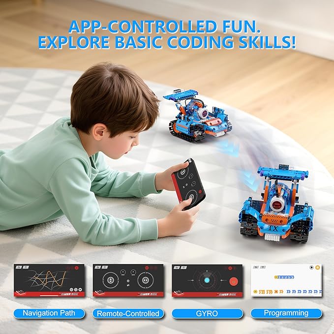 5in1 Robot Building Kits for Kids 6-12, APP & Remote Control STEM Robot Building Toys for Kids Science Learning, Technic Coding Tank Truck Stem Building Sets, Erector Set for Boys Girls Xmas Gifts