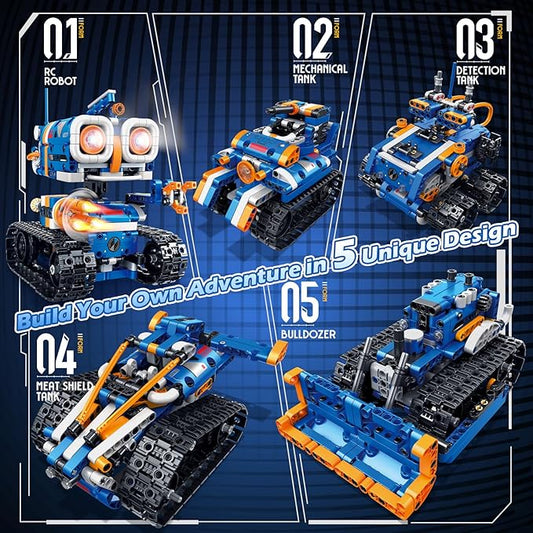 5in1 STEM Robot Building Kit, 560 PCS APP/Remote Control Mech RC Robotics for Kids Ages 8-12, Science Kit Coding Robots Toy Set, Birthday Gifts for Boys Age 8-14+