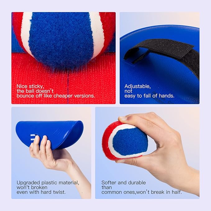 EVERICH Upgraded Toss and Catch Ball Game Set, Outdoor Games for Kids Outdoor Toys Yard Games, Beach Pool Toys for Adults Family 4 Paddles 4 Balls, Great Gifts for Boys Girls 3 4 5 6 7 8-12 Years Old