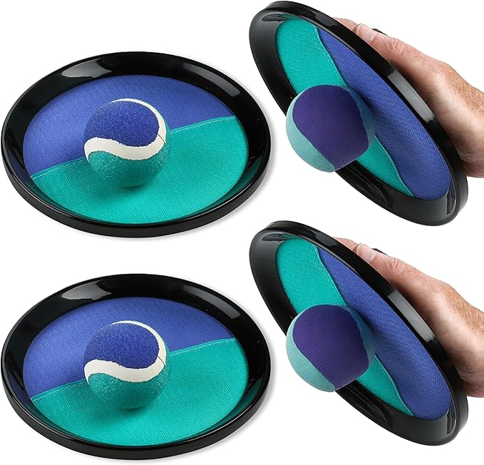 Toss and Catch Ball Game Classic Outdoor Yard Games for 3-10 Year Old Perfect Beach Toys Backyard Lawn Sport Activity Family Indoor & Outside Games Sport Pool Toys Paddle Game (4 Paddles 4 Balls)