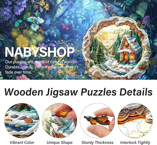 Wooden Puzzles for Adults, Wooden Adult Puzzles, Flat Puzzles with 3D Visual Effect When Completed, Christmas Puzzles Gifts for Puzzle Lover, Wooden Jigsaw Puzzles (M-11.4 * 11.4in 200pcs)