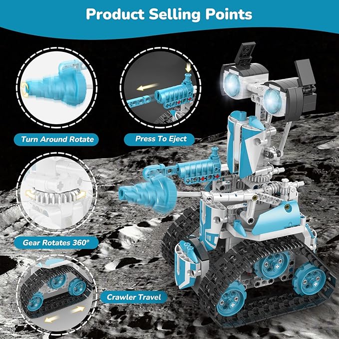 Robot Building Kit with APP/Remote Control STEM Gifts for Boys Age 6-16,Technic Coding Robotic Toys for Kids Birthday, Buildable 5in1 Models with 720 Pieces