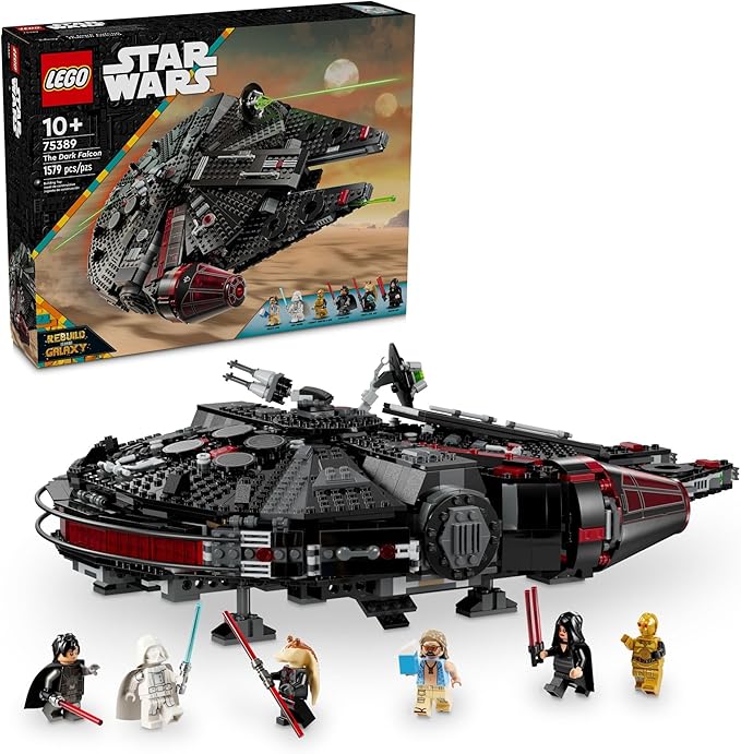 LEGO Star Wars The Dark Falcon Buildable Starship, Star Wars Toy Vehicle Set for Boys and Girls, Collectible Millenium Falcon Toy with 6 Minifigures, Birthday Gift for Kids or Any Fan, 75389