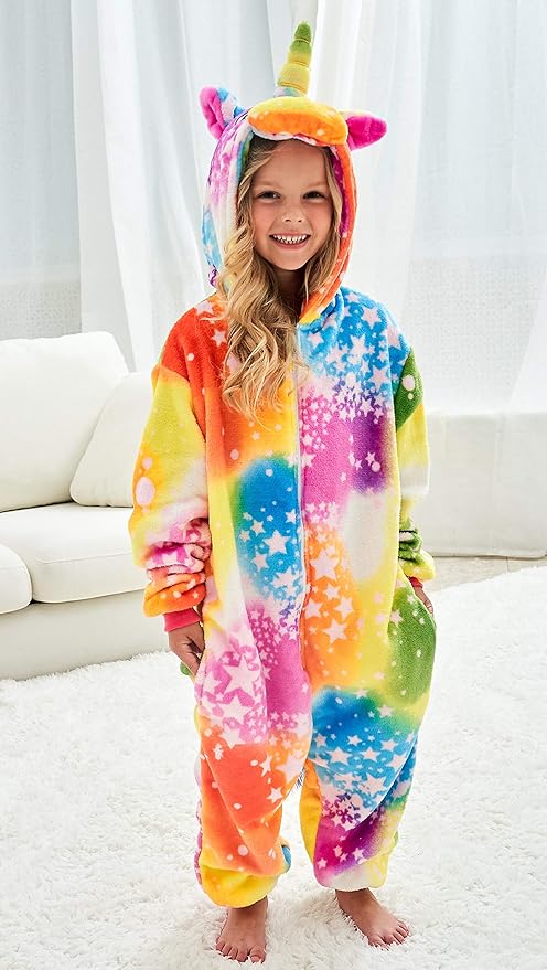 Unicorn Hooded Onesie Girls Halloween One Piece Kids Costume