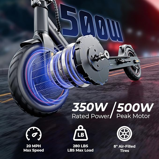 Electric Scooters - Electric Scooter for Kids, 500W/1000W/1500W Motor, 18/25/28 MPH Top Speed, 8.5'' /9.3'' /10'' Tires, 21/28 Miles Long Range, Portable E Scooter for Adults and Teens