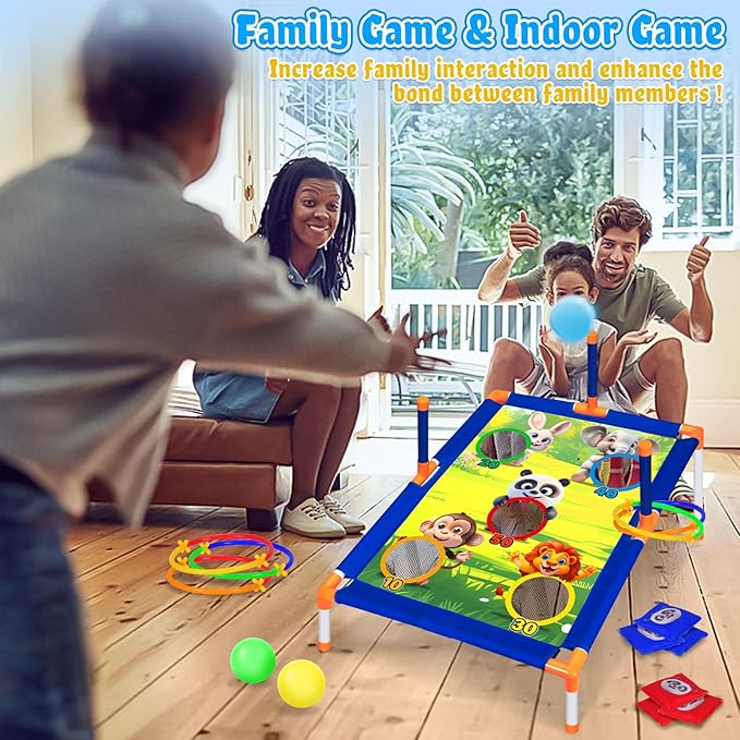 Subao Bean Bag Toss Game,3 in 1 Cornhole Set,Kids Outdoor Games,Sports & Outdoors Play Toys for Toddler Boys Girls 3 4 5 6 7 8 9,Ring Toss Game for Yard Lawn Party Family,Toys Gifts for Kids Age 3+