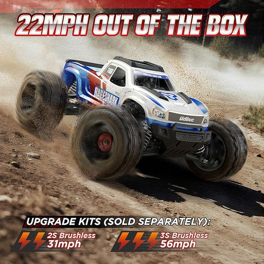 UDIRC Fast All-Terrain RC Cars, Upgradable 56 MPH, Heavy-Duty 4WD Off-Road 1:16 RC Truck, 2.4Ghz RTR Remote Control Monster Truck with with 2 Rechargeable Batteries for for Adults and Kids