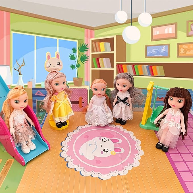 6.3" Mini Girl Dolls, Include 10 Sets Handmade Doll Clothes, 5 Sets 6.3" Small Girl Dolls, 5 Pairs of Shoes